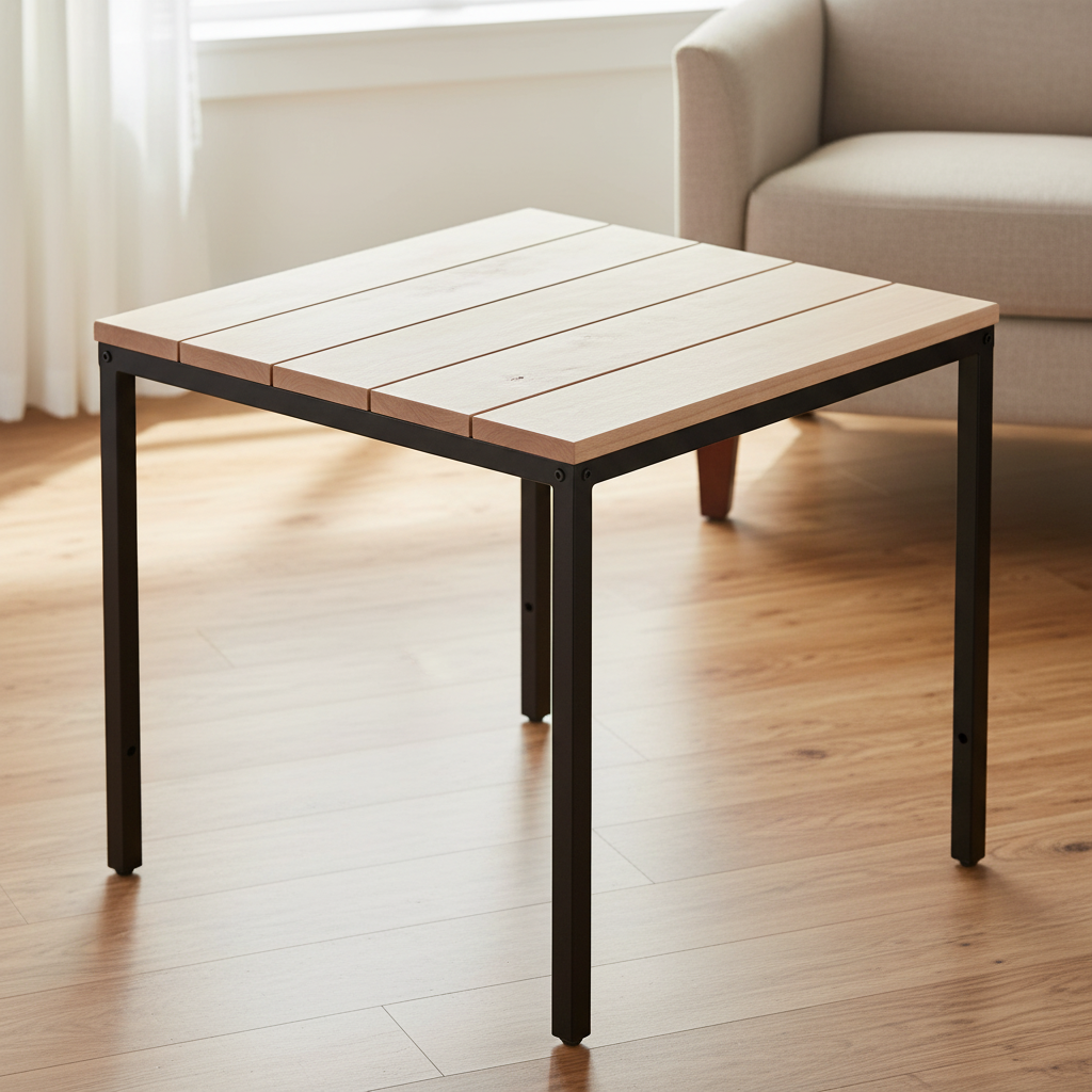 Otus Slim solid Hard Maple side table, unfinished — 25" × 25" top, 24" tall, shown in a lifestyle setting