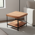 Otus Dart solid Cherry side table with lower shelf, unfinished — 25" × 25" top, 24" tall, styled in a home interior