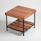 Otus Dart solid Cherry side table with lower shelf, finished — 25" × 25" top, 24" tall, studio photo on a neutral background