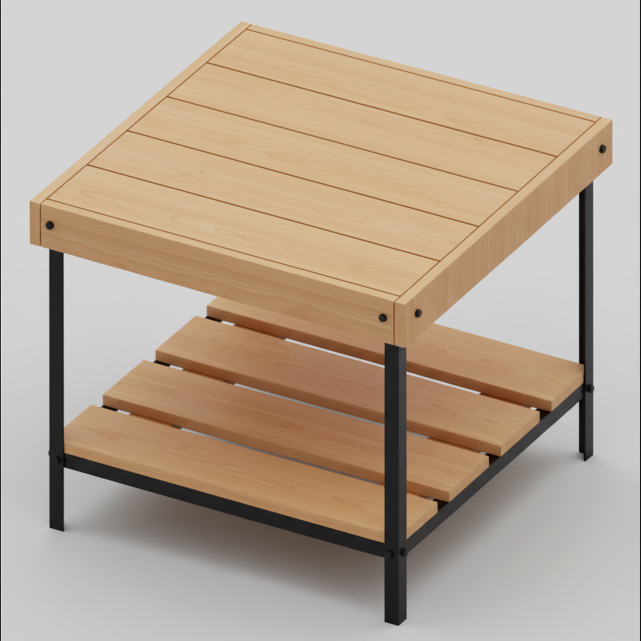 Otus Dart solid Hard Maple side table with lower shelf, unfinished — 25" × 25" top, 24" tall, studio photo on a neutral background