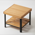 Otus Puro solid Oak side table with lower shelf, unfinished — 26.5" × 26.5" top, 24" tall, studio photo on a neutral background