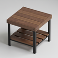 Otus Puro solid Walnut side table with lower shelf, unfinished — 26.5" × 26.5" top, 24" tall, studio photo on a neutral background