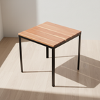 Otus Slim solid Cherry side table, unfinished — 25" × 25" top, 24" tall, styled in a home interior