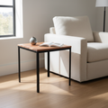 Otus Slim solid Cherry side table, unfinished — 25" × 25" top, 24" tall, shown in a lifestyle setting