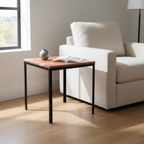 Otus Slim solid Cherry side table, unfinished — 25" × 25" top, 24" tall, shown in a lifestyle setting