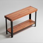 Surnia Puro solid Cherry sofa table with lower shelf, unfinished — 46.5" × 16.5" top, 30" tall, studio photo on a neutral background