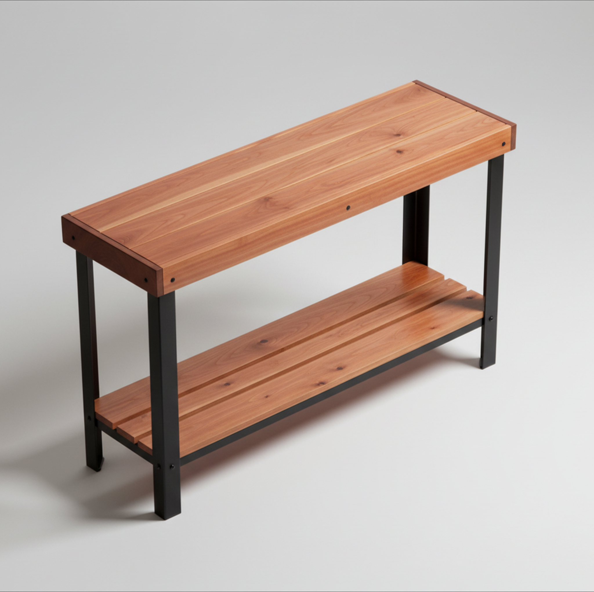 Surnia Puro solid Cherry sofa table with lower shelf, unfinished — 46.5" × 16.5" top, 30" tall, studio photo on a neutral background