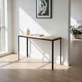 Surnia Slim solid Hard Maple sofa table, unfinished — 45" × 15" top, 30" tall, shown in a lifestyle setting