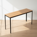 Surnia Slim solid Oak sofa table, unfinished — 45" × 15" top, 30" tall, styled in a home interior